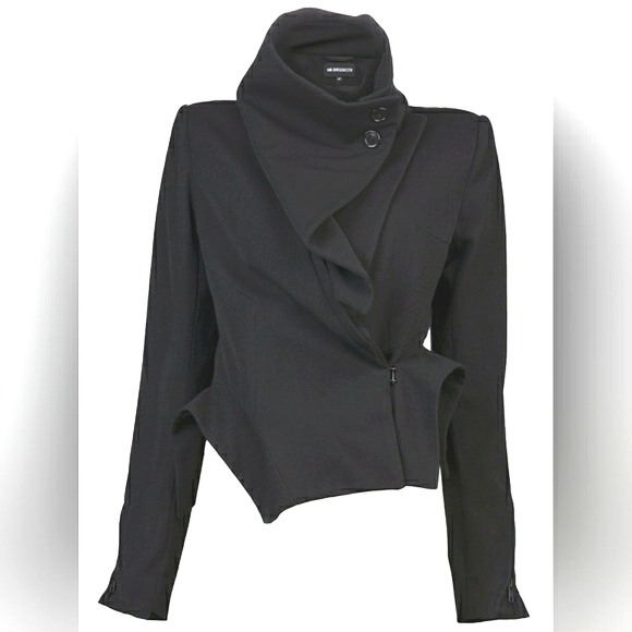 Ann Demeulemeester | Asymmetric Blazer with Oversized-lapel and Zip Details - Picture 2 of 15